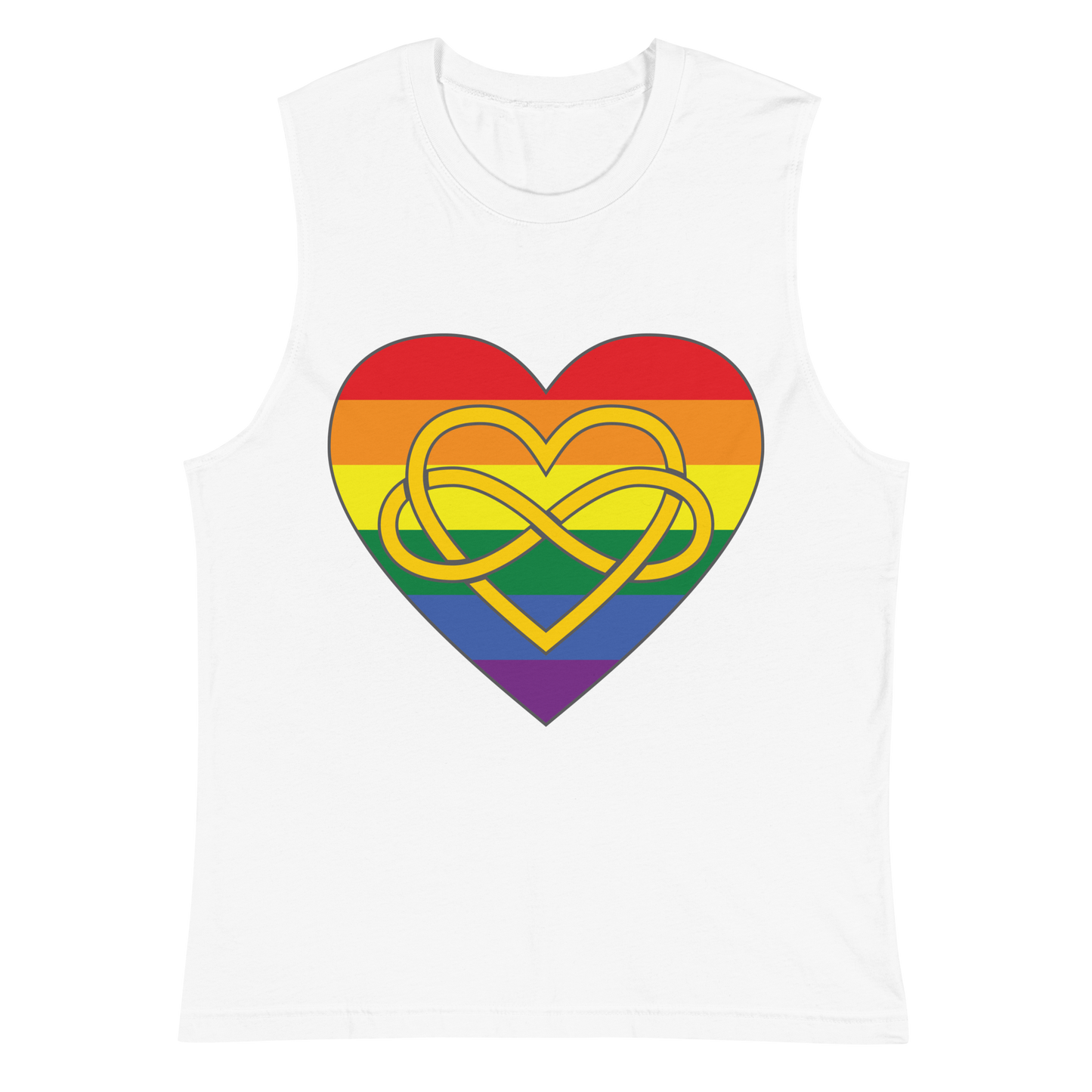 Polyamory Infinity Heart Rainbow Pride Unisex Muscle Shirt