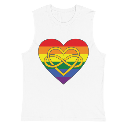 Polyamory Infinity Heart Rainbow Pride Unisex Muscle Shirt