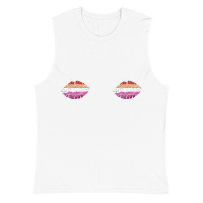 Lesbian Boob Kisses Unisex Muscle Shirt