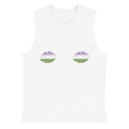 Genderqueer Boob Kisses Unisex Muscle Shirt