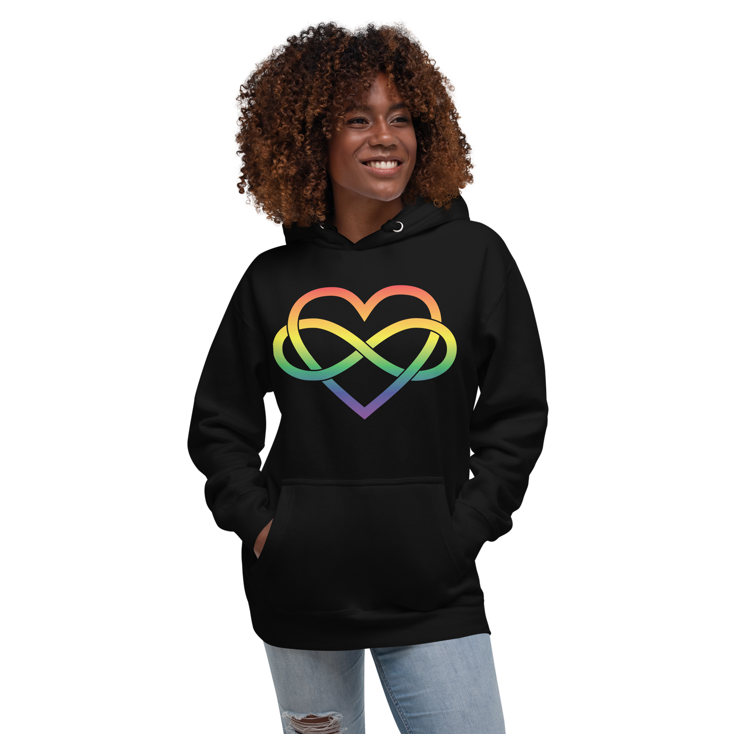 Polyamory Infinity Heart - Rainbow Unisex Hoodie