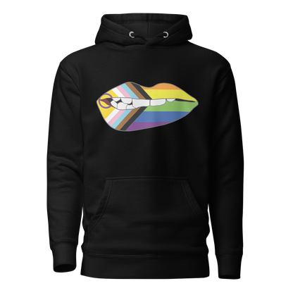 Biting Lips - Progress Pride Flag Unisex Hoodie