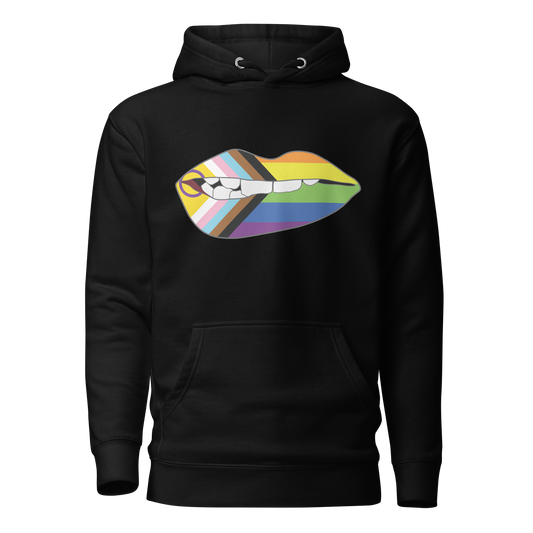 Biting Lips - Progress Pride Flag Unisex Hoodie