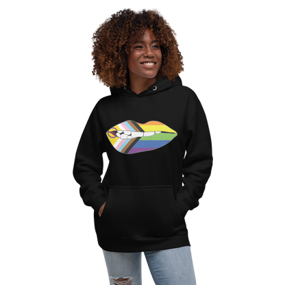 Biting Lips - Progress Pride Flag Unisex Hoodie