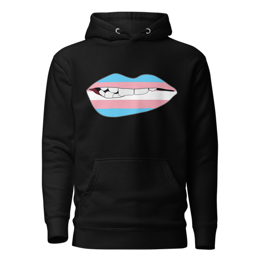 Biting Lips - Transgender Flag Unisex Hoodie