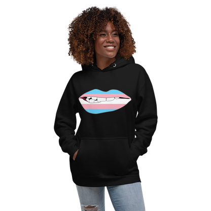 Biting Lips - Transgender Flag Unisex Hoodie