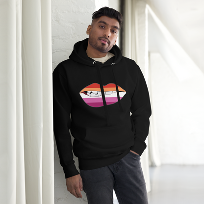 Biting Lips - Lesbian Flag Unisex Hoodie