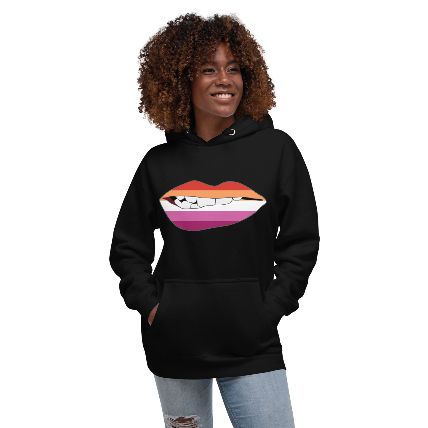 Biting Lips - Lesbian Flag Unisex Hoodie