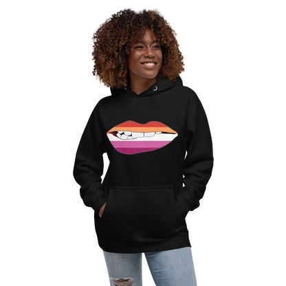 Biting Lips - Lesbian Flag Unisex Hoodie