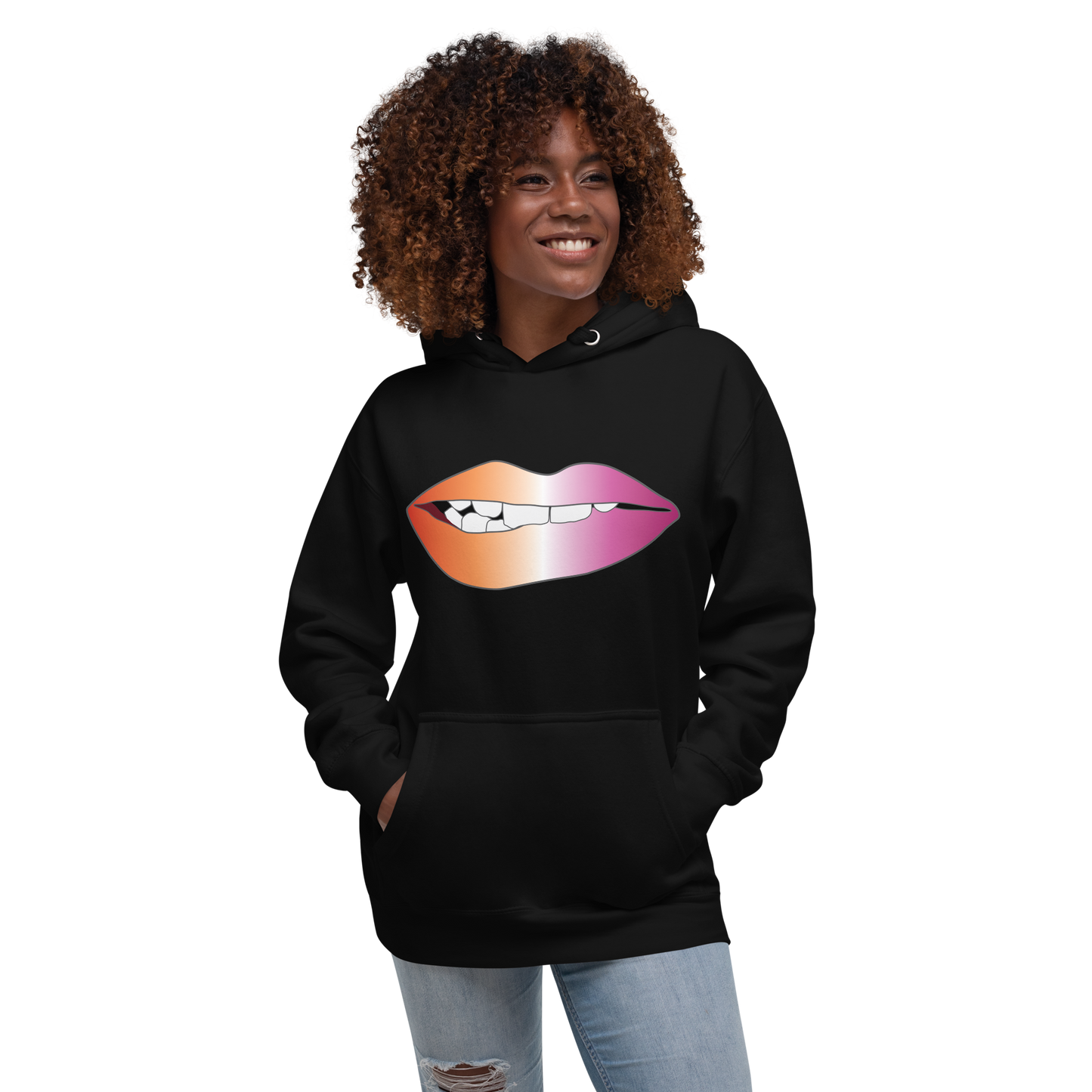 Biting Lips - Lesbian Pride - Gradient Unisex Hoodie