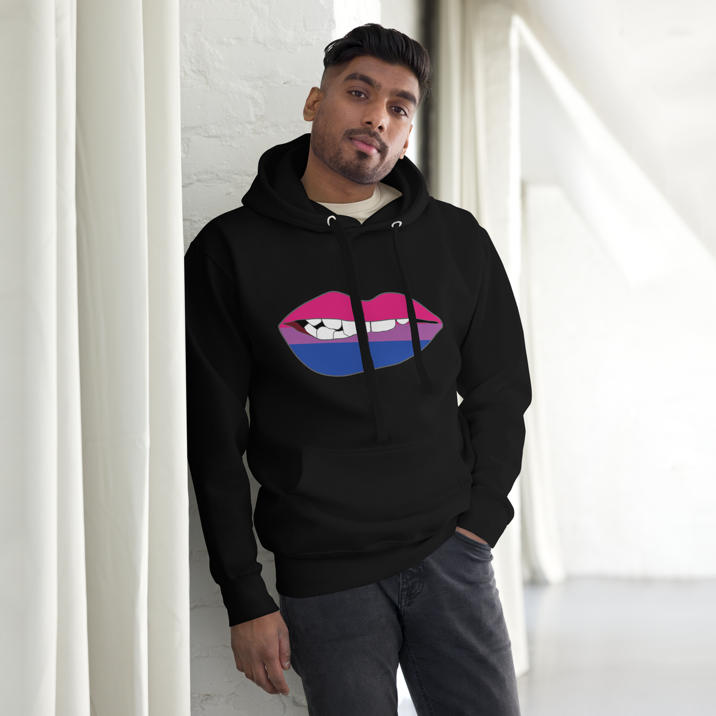 Biting Lips - Bisexual Flag Unisex Hoodie