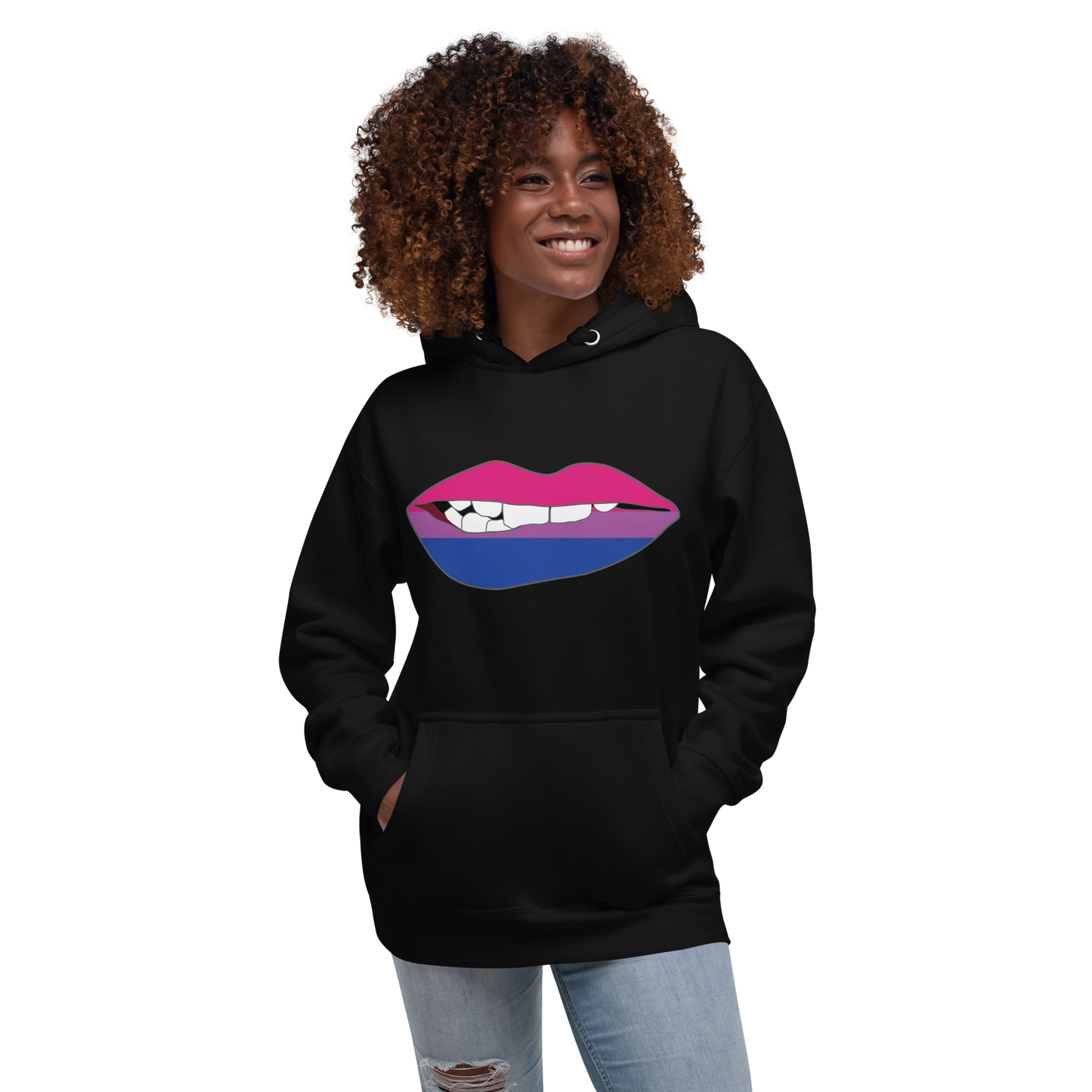 Biting Lips - Bisexual Flag Unisex Hoodie