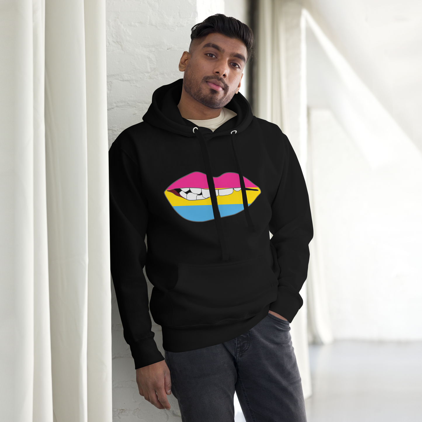 Biting Lips - Pansexual Flag Unisex Hoodie