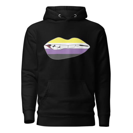 Biting Lips - Non-binary Flag Unisex Hoodie