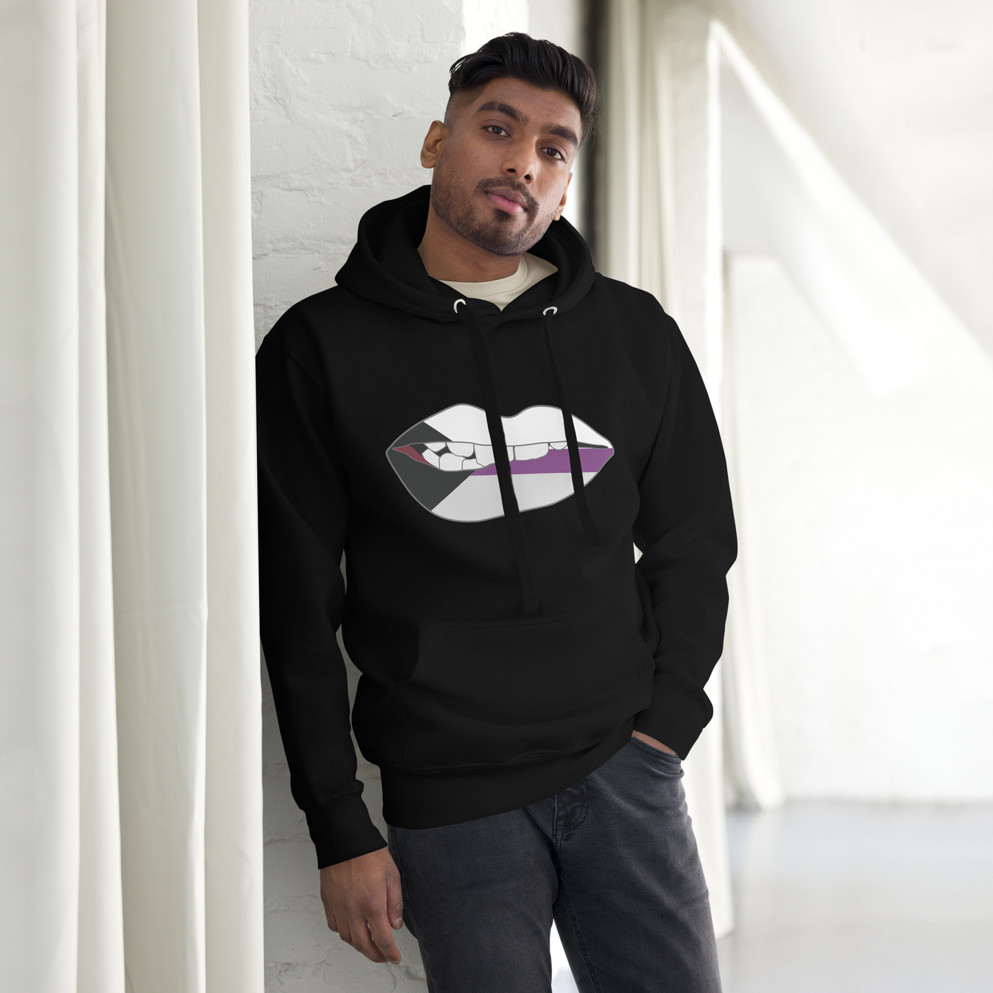 Biting Lips - Demisexual Flag Unisex Hoodie