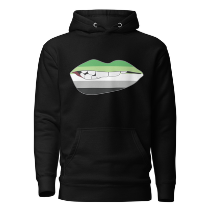 Biting Lips - Aromantic Flag Unisex Hoodie