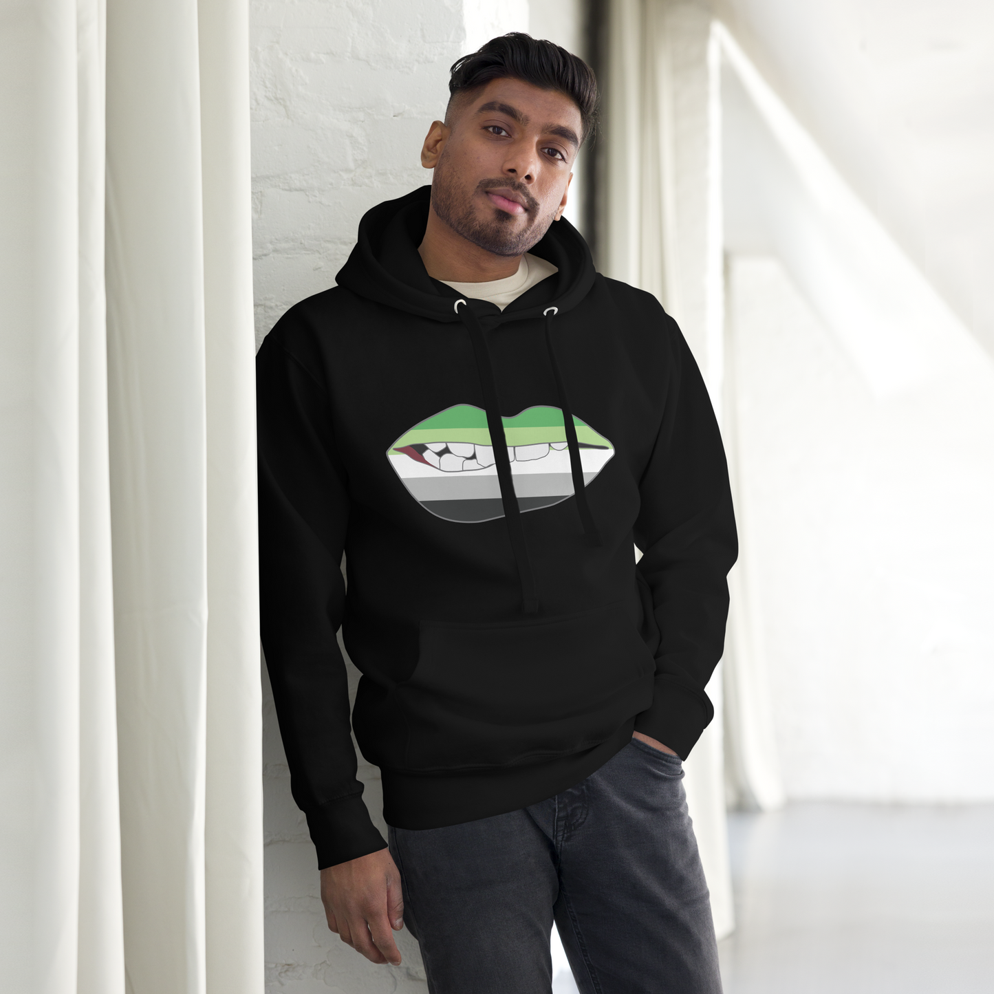 Biting Lips - Aromantic Flag Unisex Hoodie