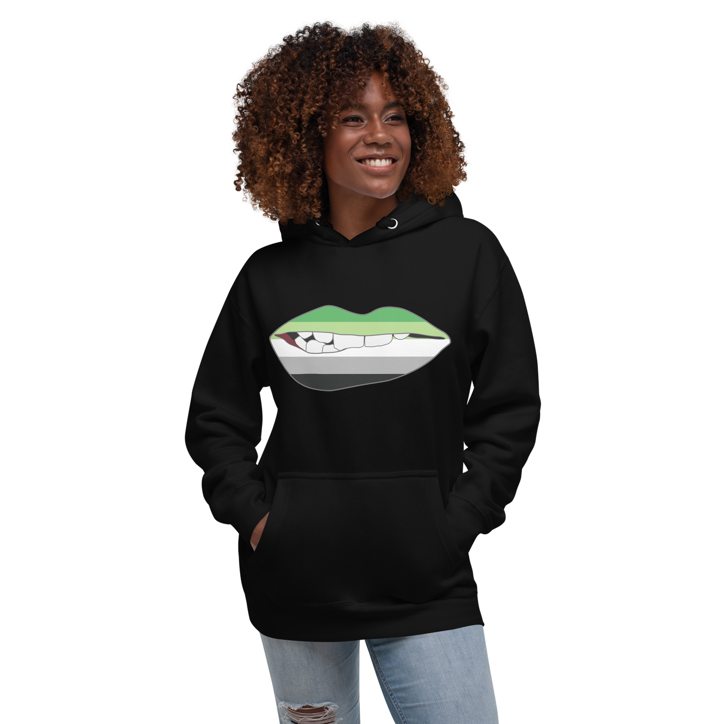 Biting Lips - Aromantic Flag Unisex Hoodie