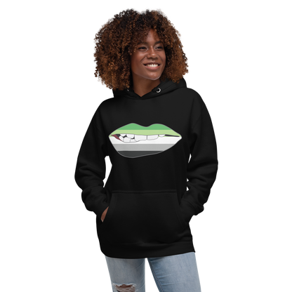 Biting Lips - Aromantic Flag Unisex Hoodie