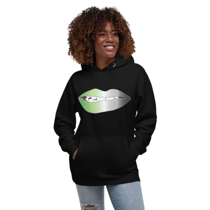 Biting Lips - Aromantic Pride - Gradient Unisex Hoodie