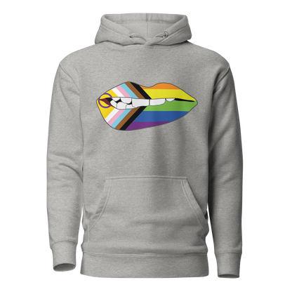 Biting Lips - Progress Pride Flag Unisex Hoodie