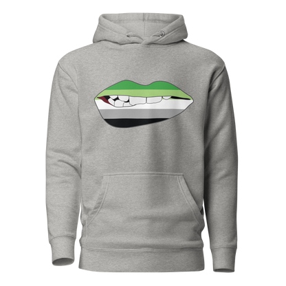 Biting Lips - Aromantic Flag Unisex Hoodie