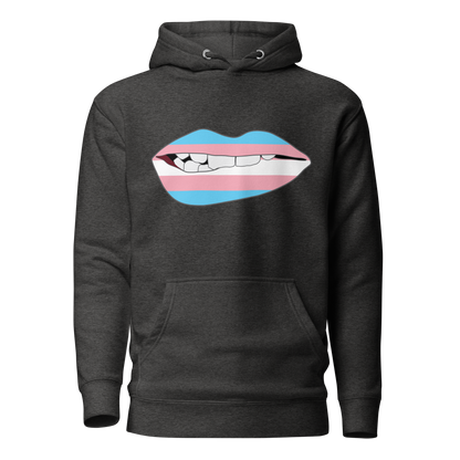 Biting Lips - Transgender Flag Unisex Hoodie