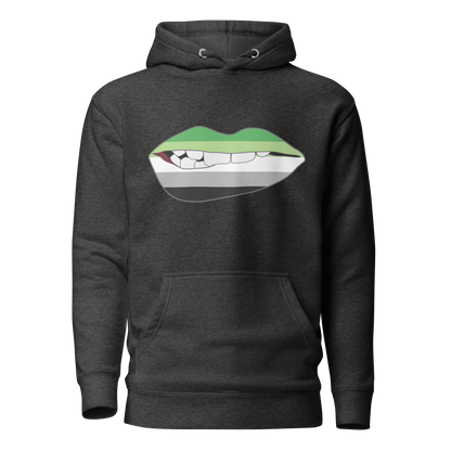 Biting Lips - Aromantic Flag Unisex Hoodie