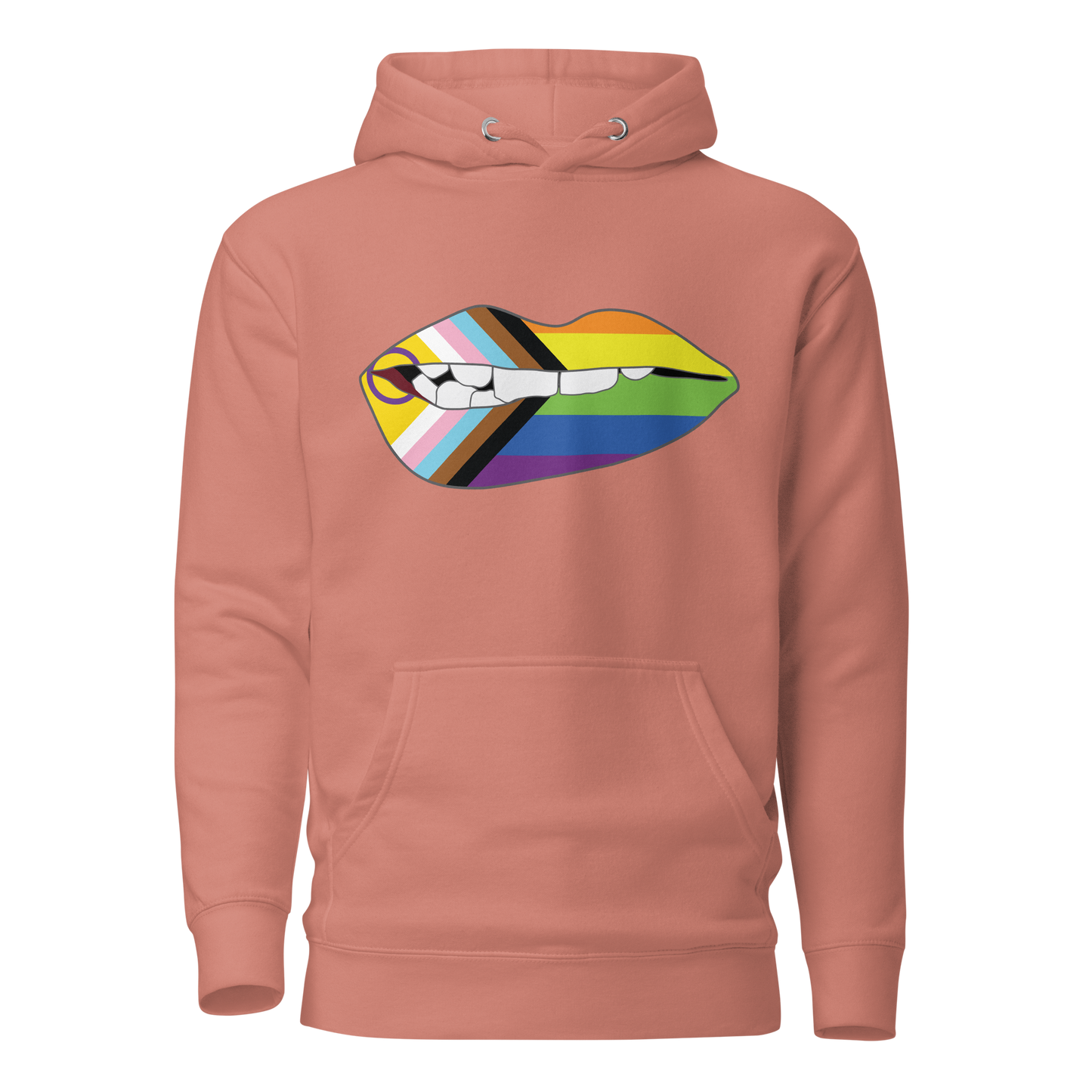 Biting Lips - Progress Pride Flag Unisex Hoodie