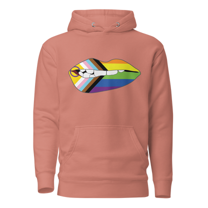 Biting Lips - Progress Pride Flag Unisex Hoodie