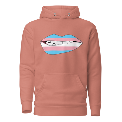 Biting Lips - Transgender Flag Unisex Hoodie