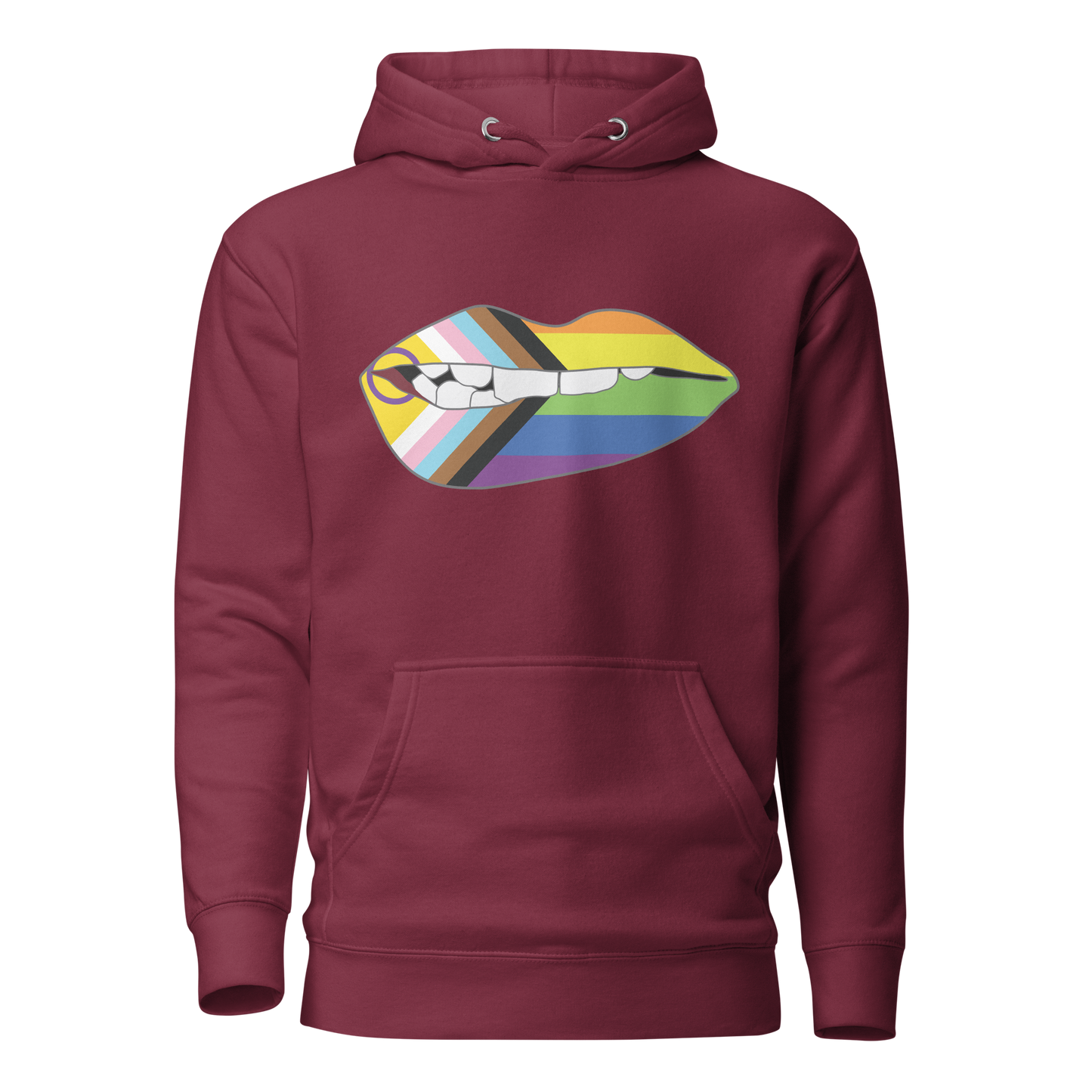 Biting Lips - Progress Pride Flag Unisex Hoodie