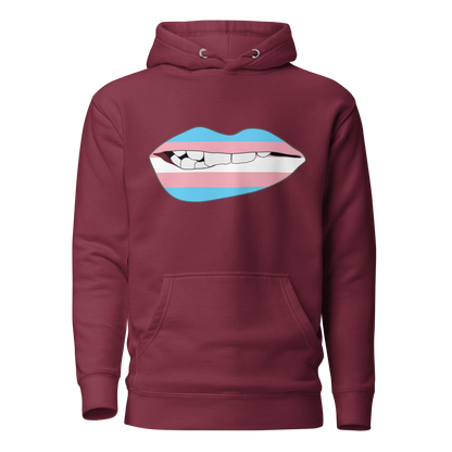 Biting Lips - Transgender Flag Unisex Hoodie