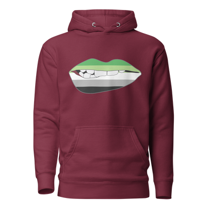 Biting Lips - Aromantic Flag Unisex Hoodie