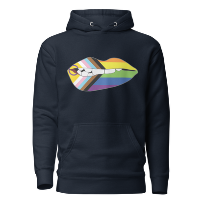 Biting Lips - Progress Pride Flag Unisex Hoodie