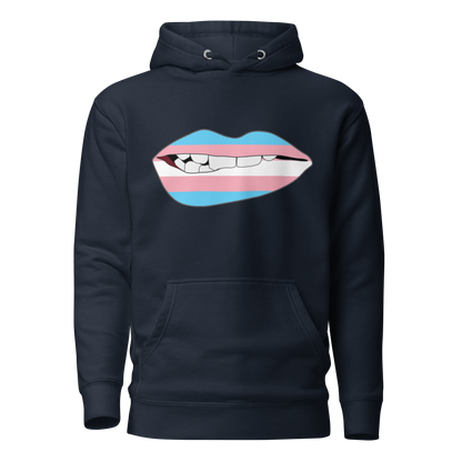 Biting Lips - Transgender Flag Unisex Hoodie