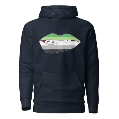 Biting Lips - Aromantic Flag Unisex Hoodie