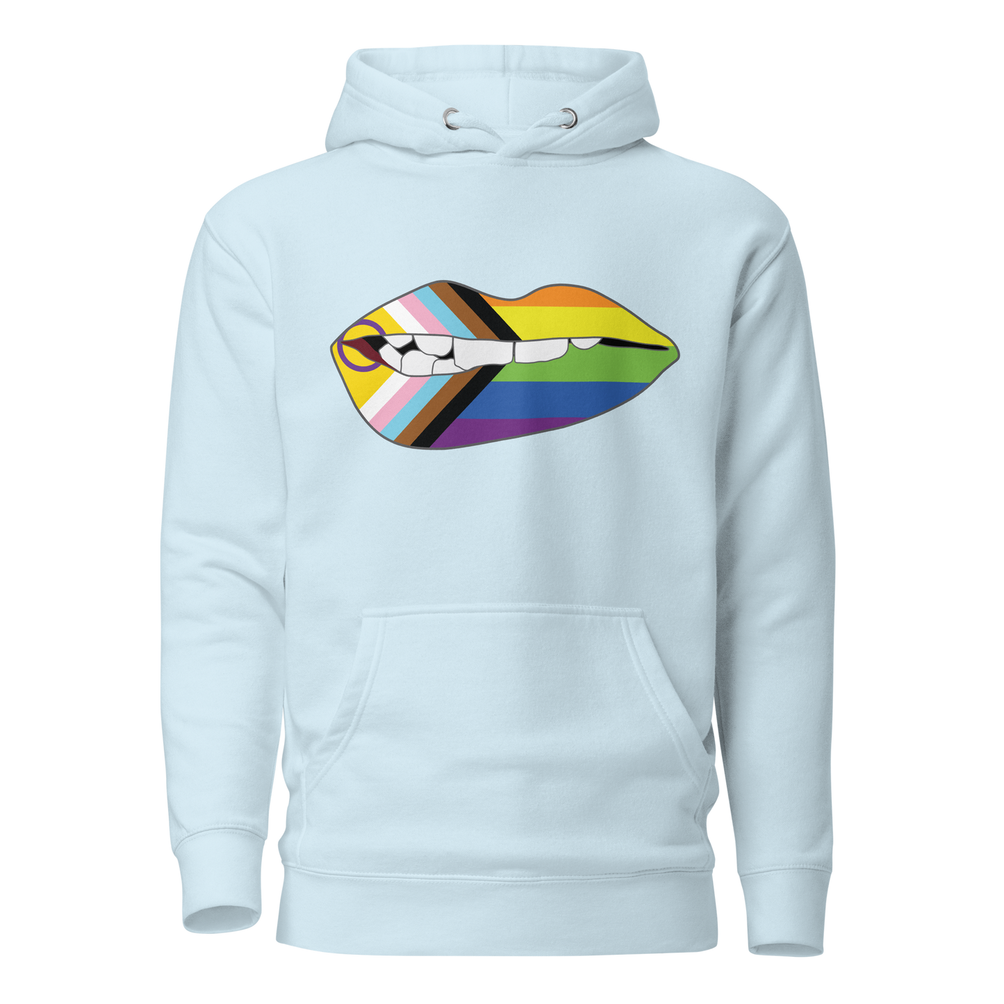 Biting Lips - Progress Pride Flag Unisex Hoodie