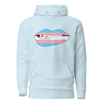 Biting Lips - Transgender Flag Unisex Hoodie