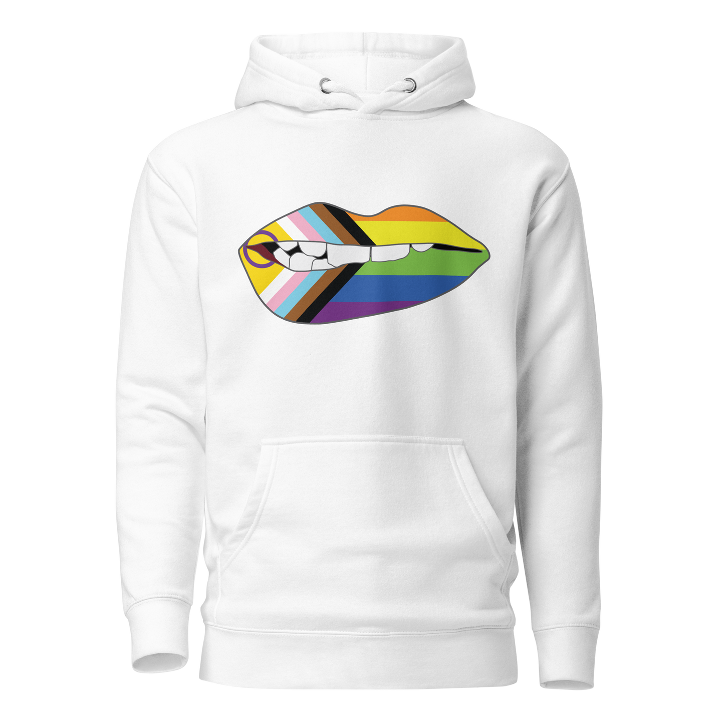 Biting Lips - Progress Pride Flag Unisex Hoodie