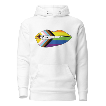 Biting Lips - Progress Pride Flag Unisex Hoodie