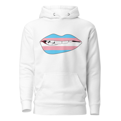 Biting Lips - Transgender Flag Unisex Hoodie