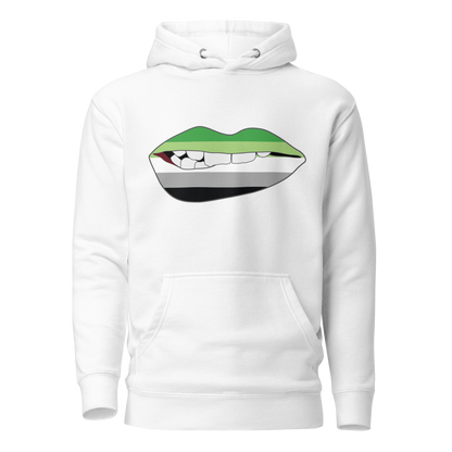 Biting Lips - Aromantic Flag Unisex Hoodie