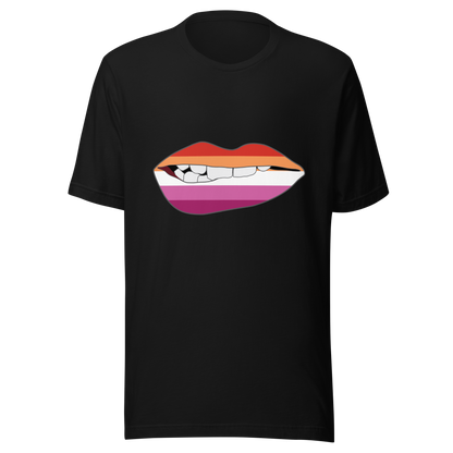 Biting Lips - Lesbian Flag Unisex t-shirt