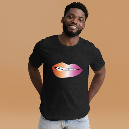 Biting Lips - Lesbian Pride - Gradient Unisex t-shirt