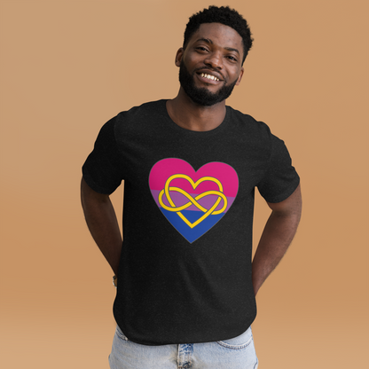 Polyamory Infinity Heart Bisexual Pride Unisex t-shirt