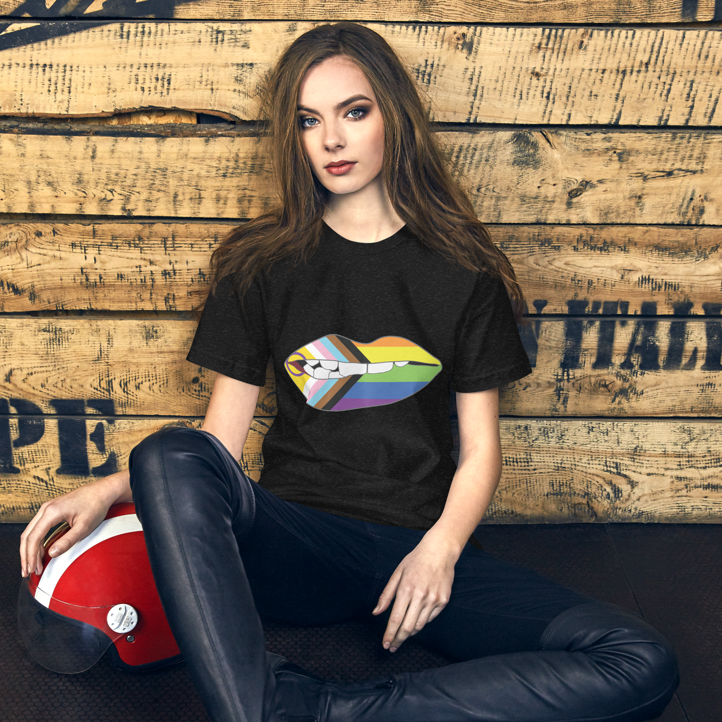 Biting Lips - Progress Pride Flag Unisex t-shirt