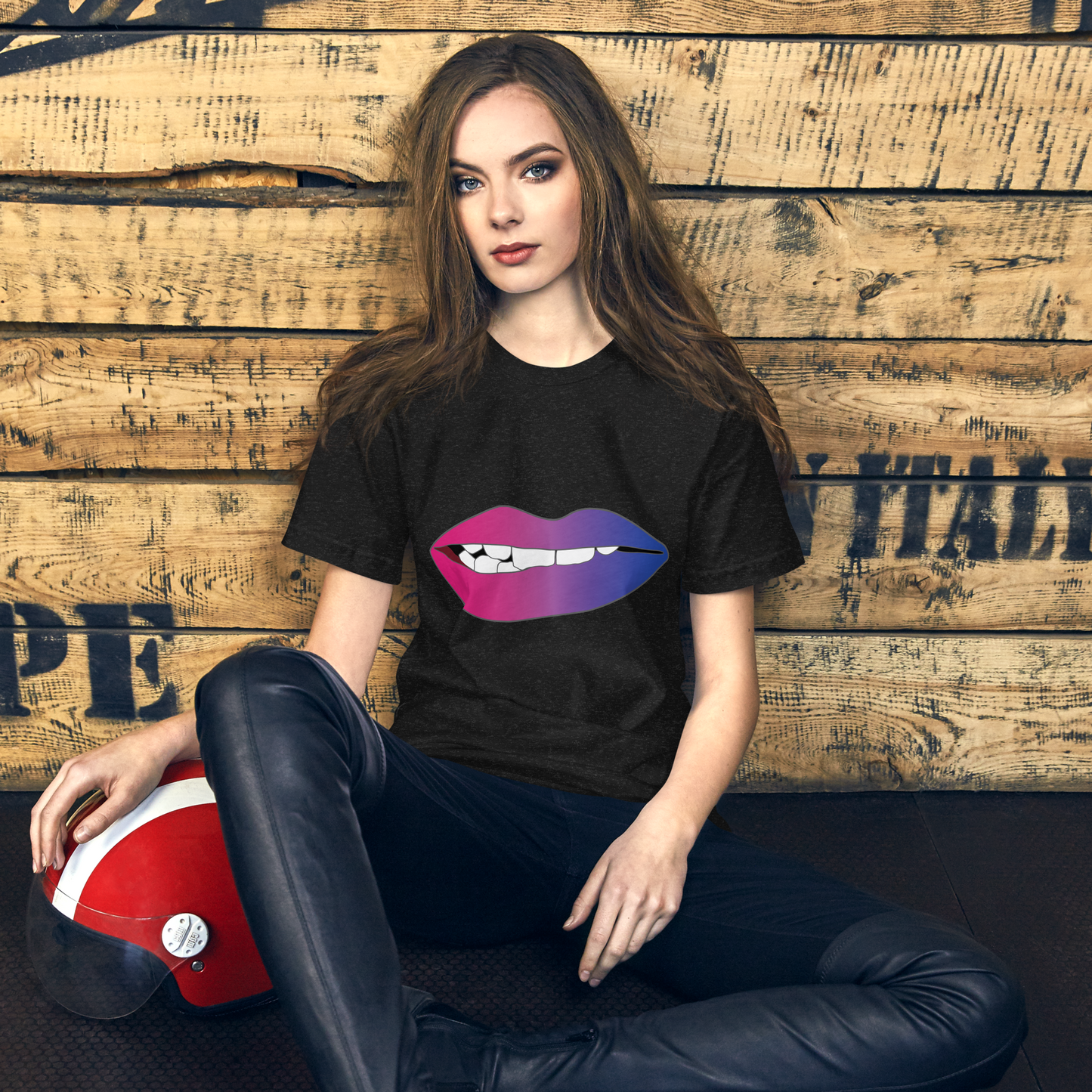 Biting Lips - Bisexual Pride - Gradient Unisex t-shirt