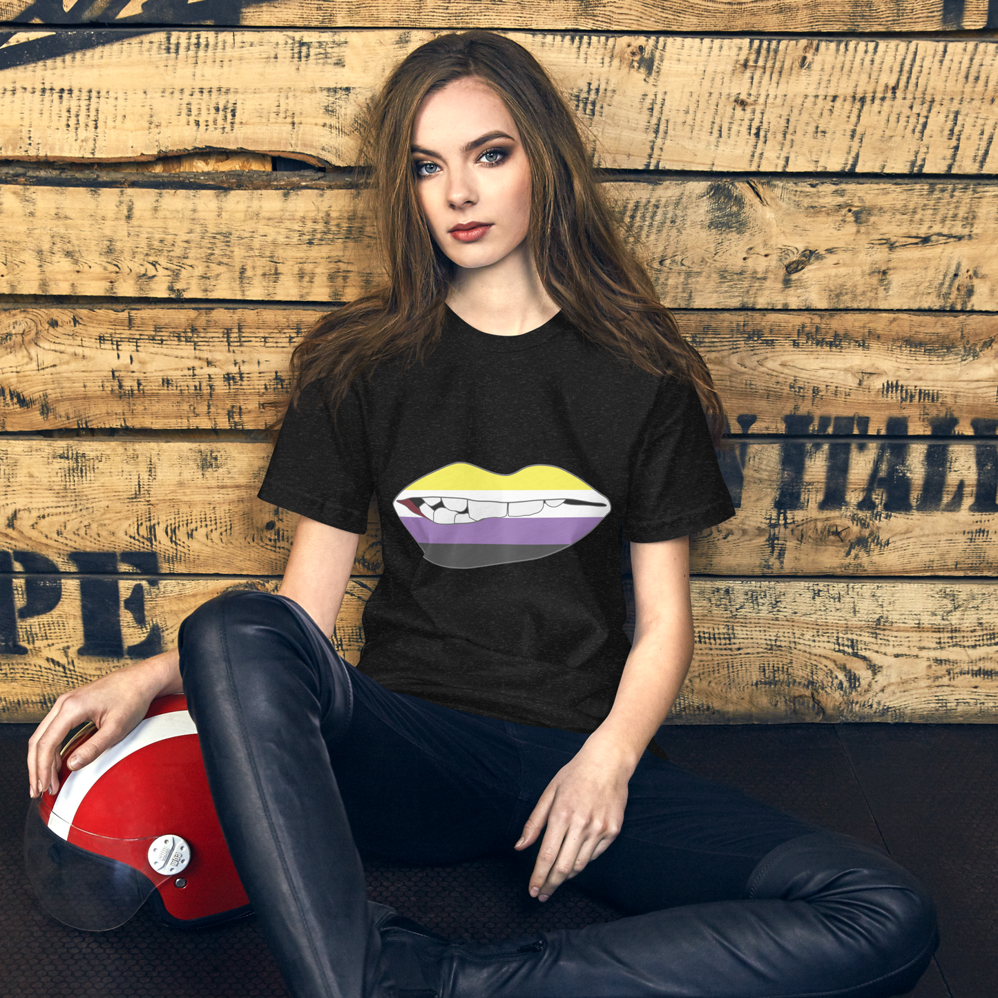 Biting Lips - Non-binary Flag Unisex t-shirt