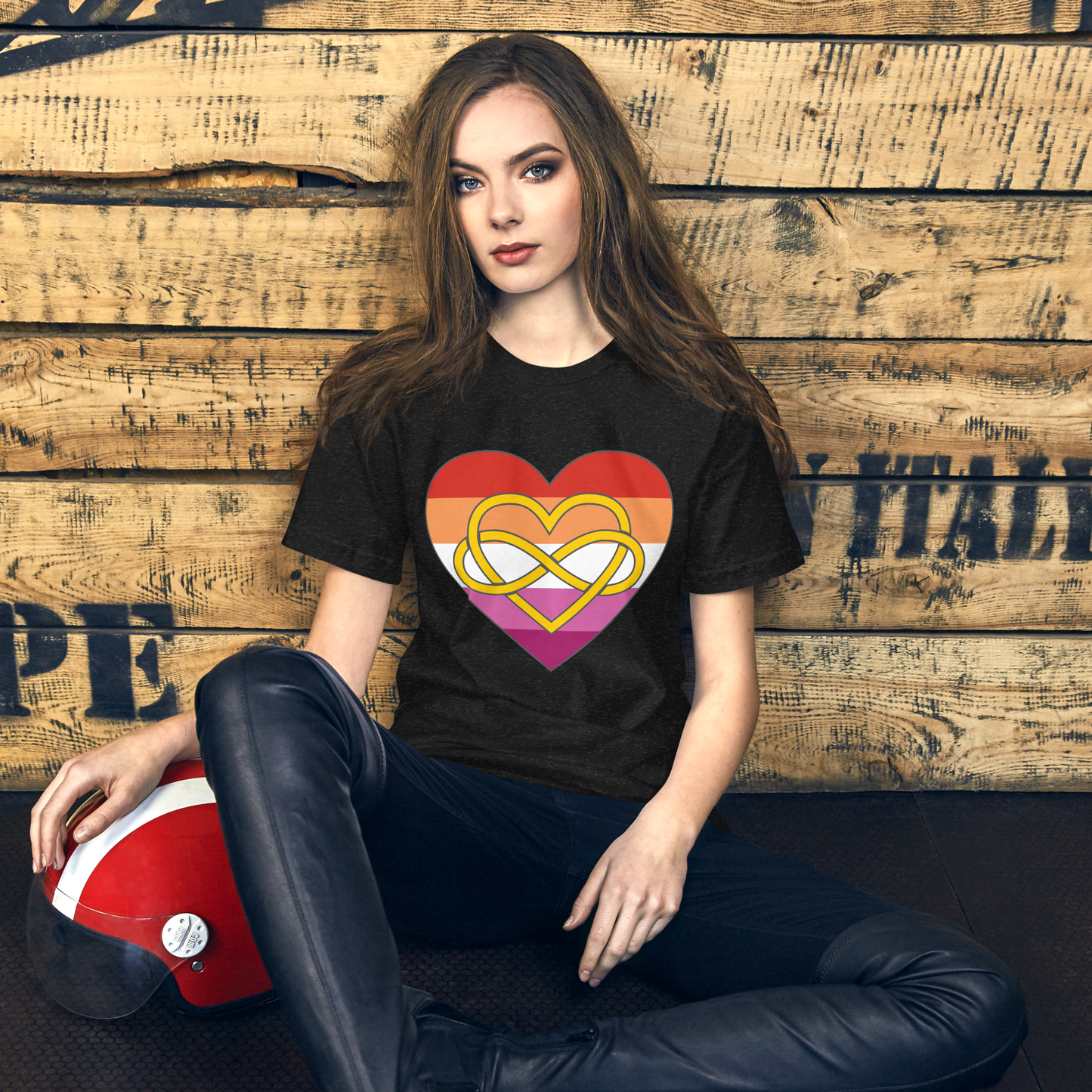 Polyamory Infinity Heart Lesbian Pride Unisex t-shirt